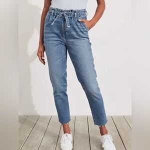 Hollister Jeans Women's Ultra High Rise Mom Tie Front Crop Denim Jeans